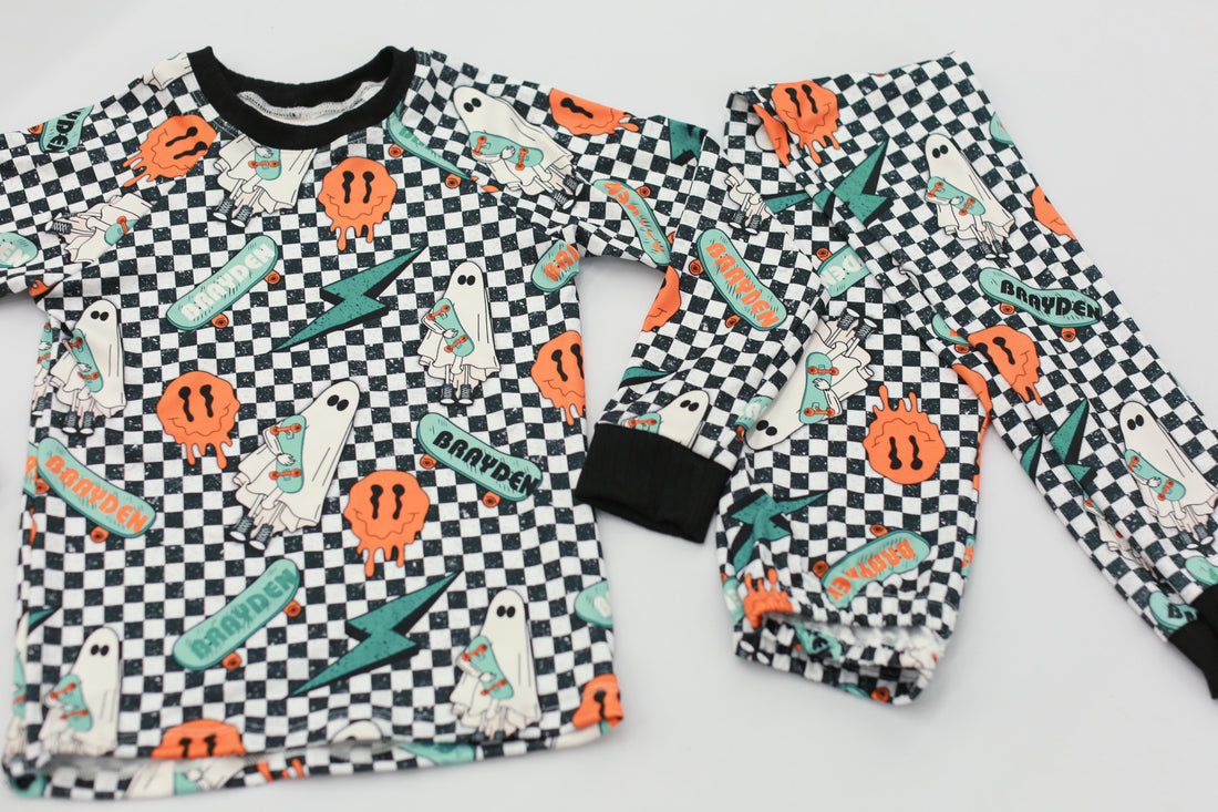 Ghosts On Skateboards Halloween Pajamas