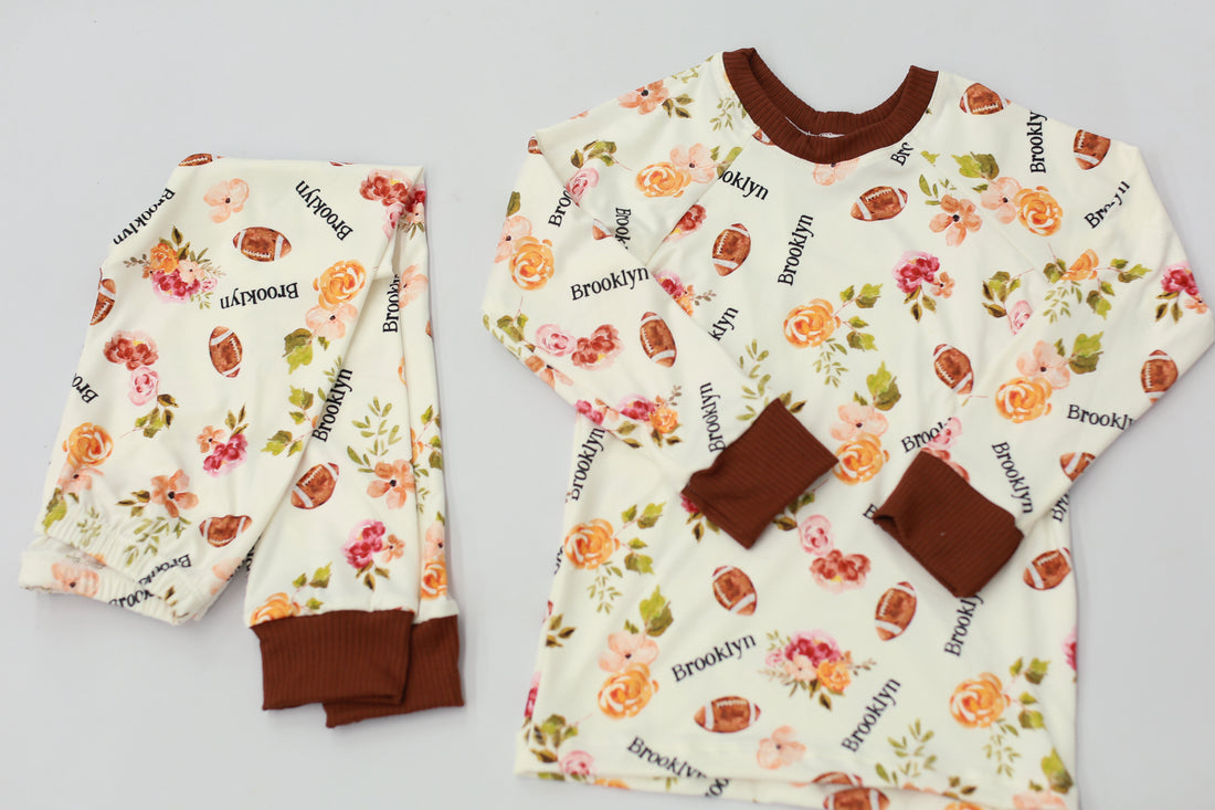Football Pajamas Size 3T-12 (Boy and Girl Options)