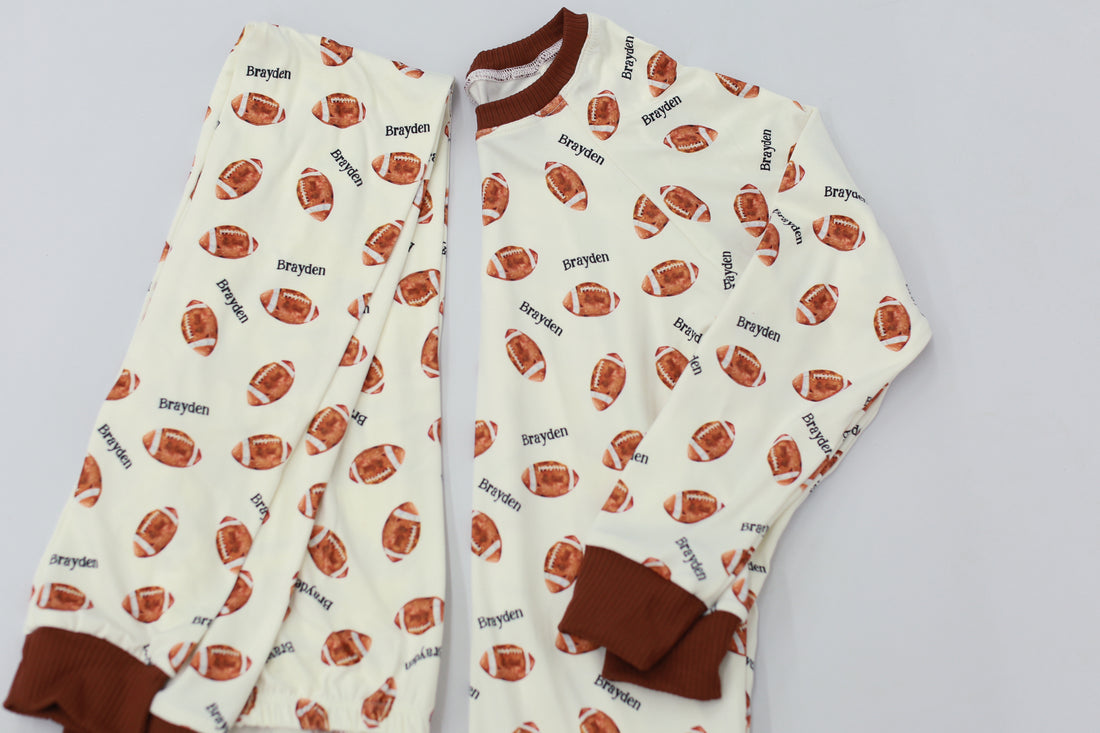 Football Pajamas Size 3T-12 (Boy and Girl Options)