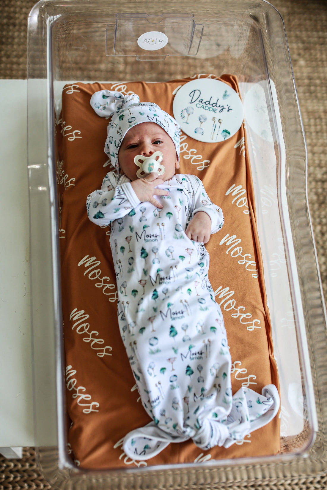 Bill's Golf Day Golf Theme Baby Gown Newborn Gift With Golf Theme