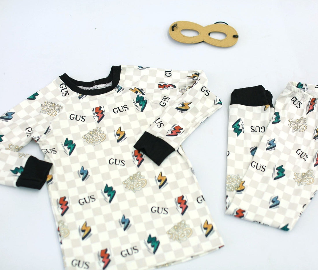 Lightning Bolt Pajamas - Short or Long Sleeve (3 months to kids 14)