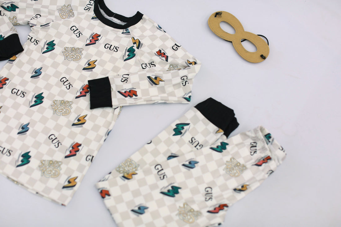 Lightning Bolt Pajamas - Short or Long Sleeve (3 months to kids 14)