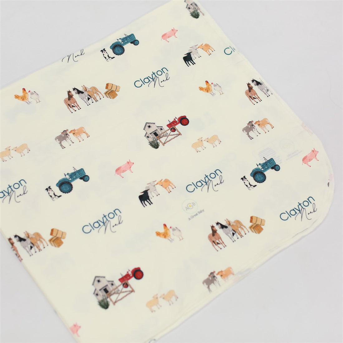 Newborn Personalized Blankets Farm Set Swaddle