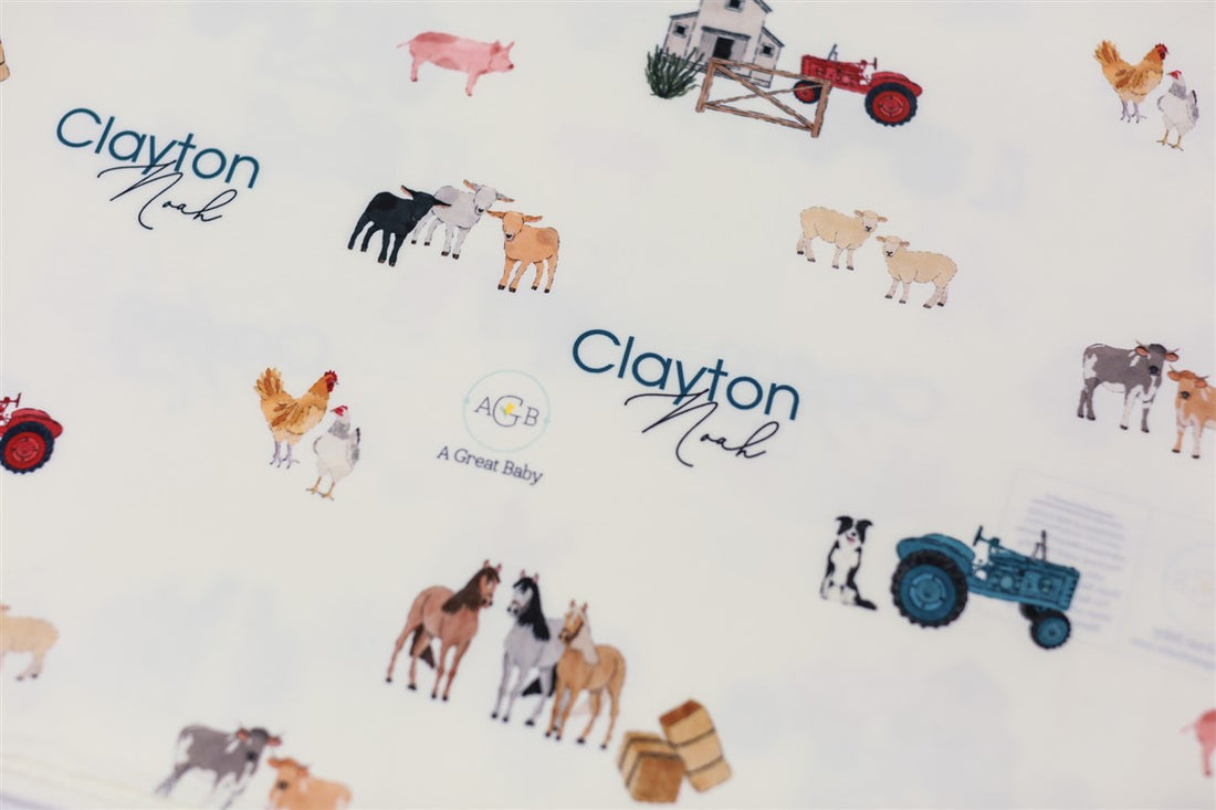 Newborn Personalized Blankets Farm Set Swaddle