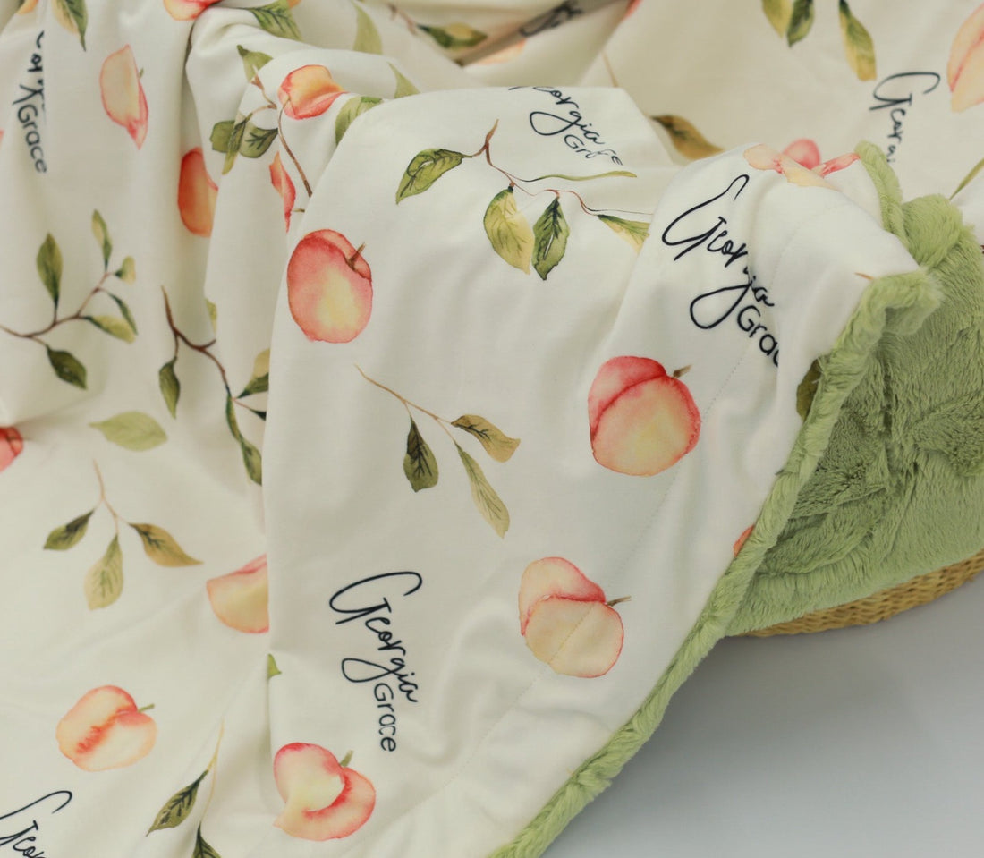 Georgia Peach Newborn Personalized Baby Deluxe Blanket