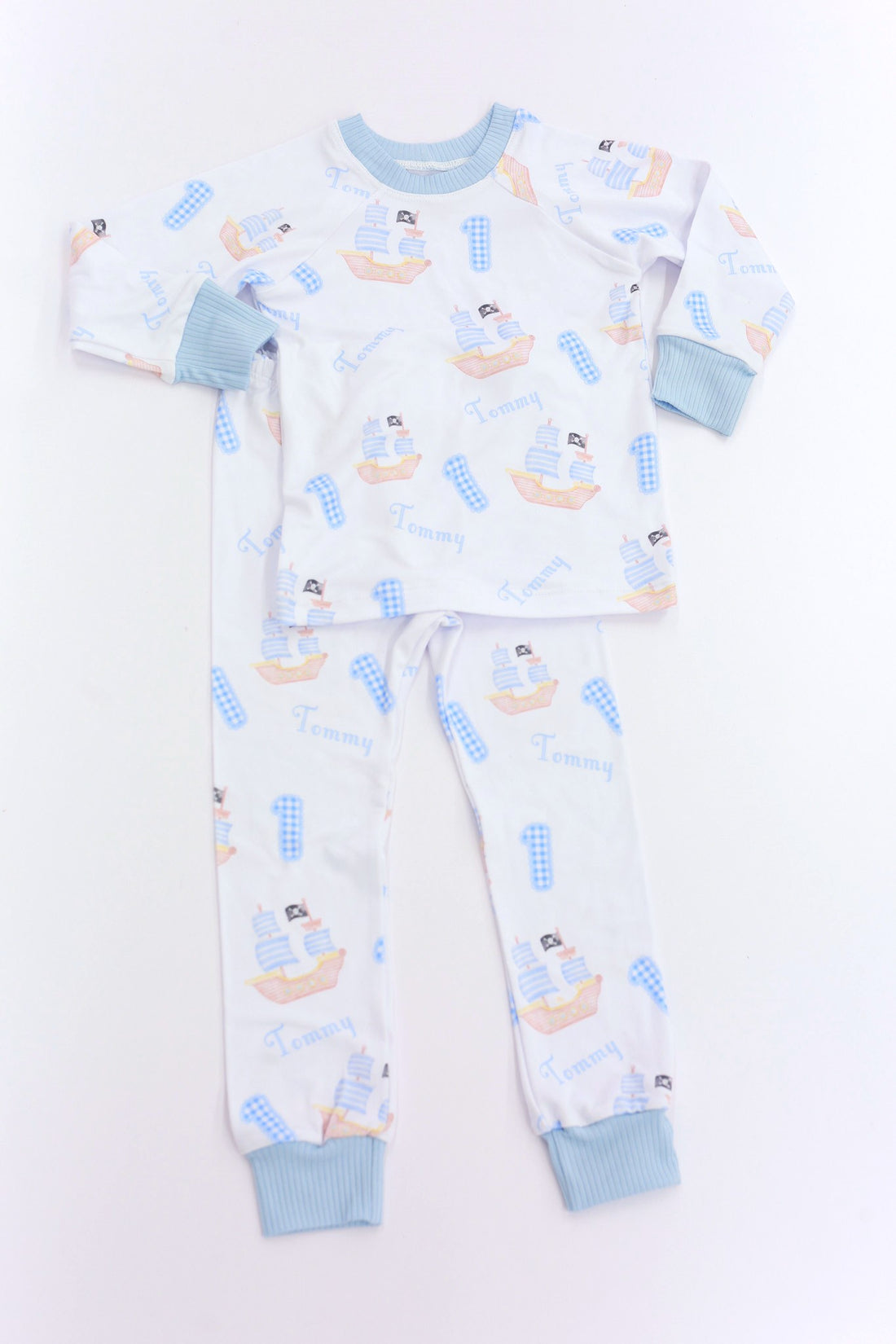 Pirate Ship Birthday Boy Pajamas - Short or Long Sleeve (3 months to kids 14)