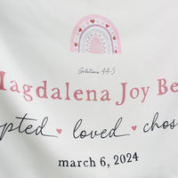 Personalized Adoption Banner – Custom Name Kids Wall Art With Rainbow Design