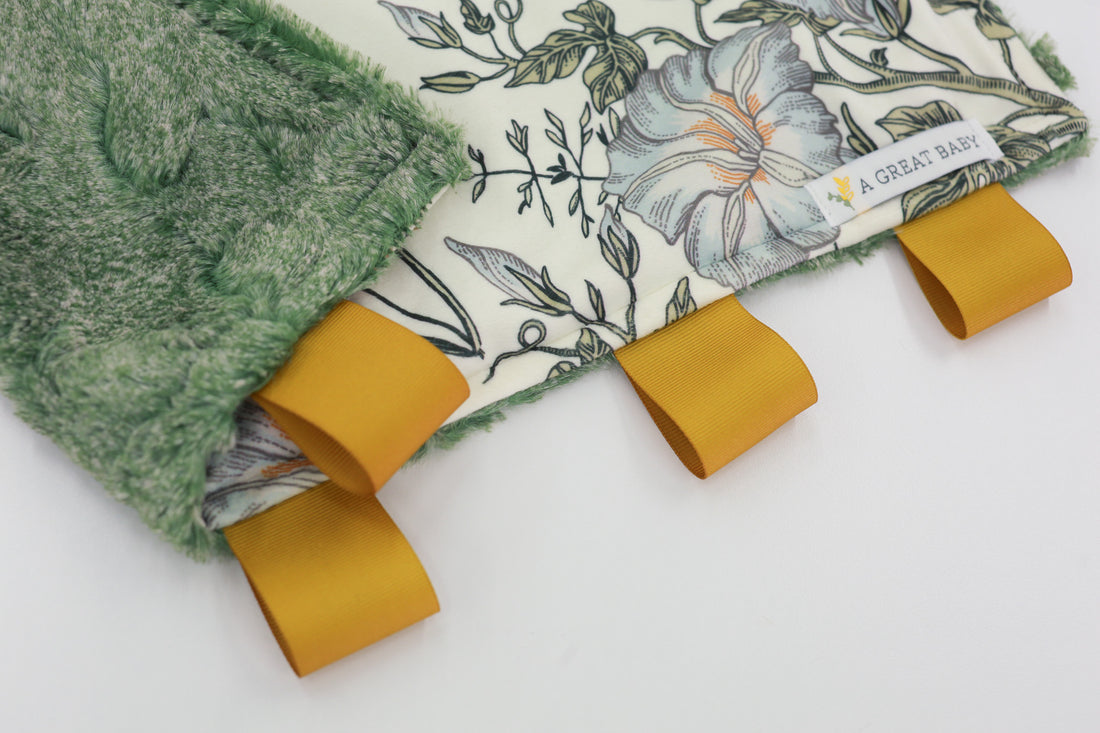 Emily Floral Minky Square Lovie Blanket for Baby Girls