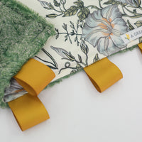 Emily Floral Minky Square Lovie Blanket for Baby Girls
