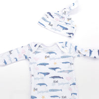 Whales Knotted Baby Gown