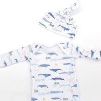 Whales Knotted Baby Gown