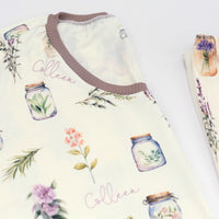 Herbal Apothecary Pajamas – Women's Sleepwear with Floral Print & Pink Trim