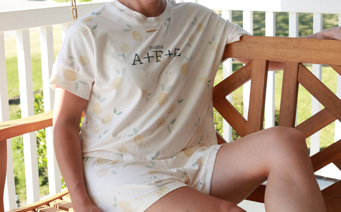 Lemon Print Mom's Day Pajama Set | Personalized with Kids' Initials