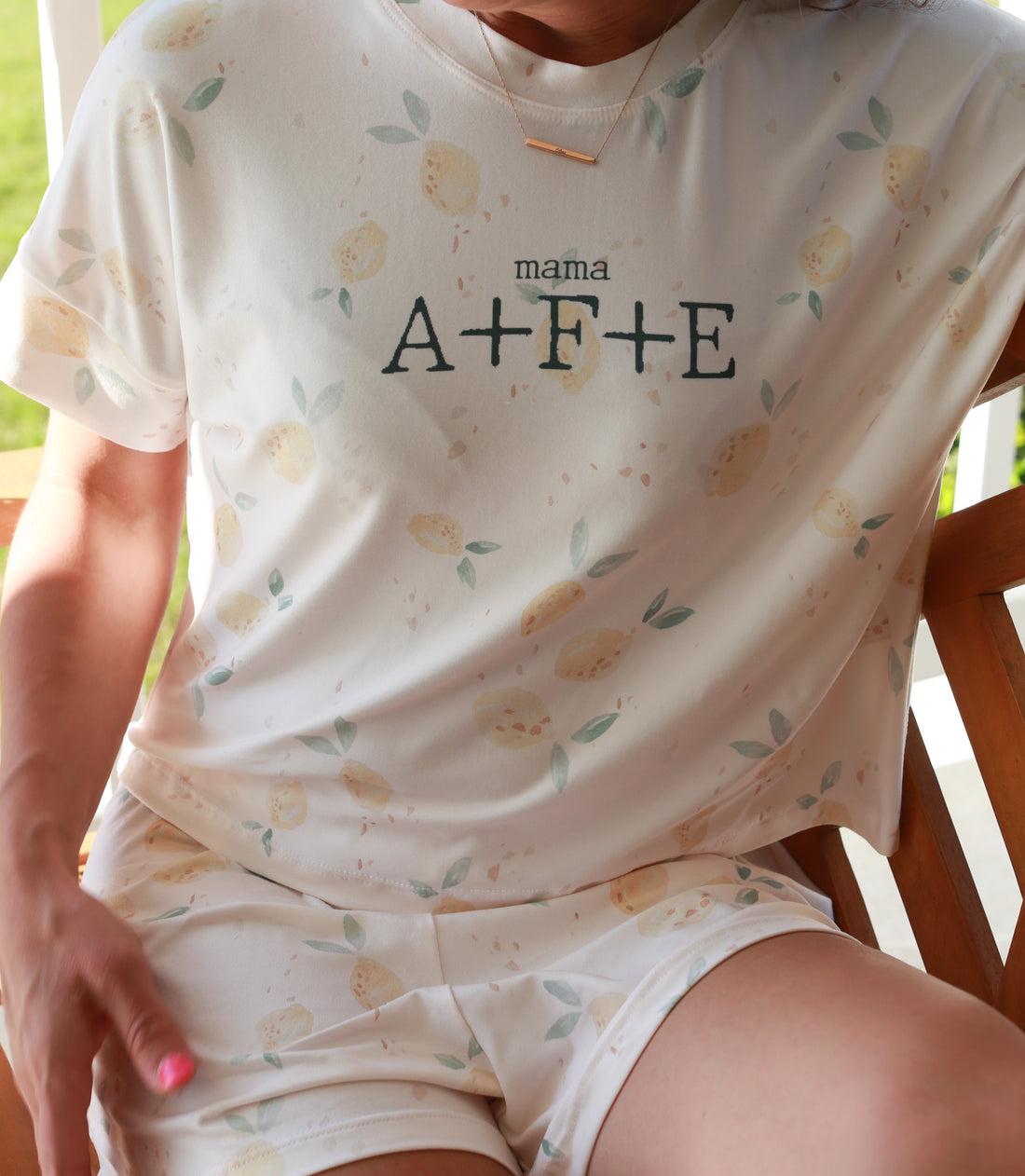 Lemon Print Mom's Day Pajama Set | Personalized with Kids' Initials