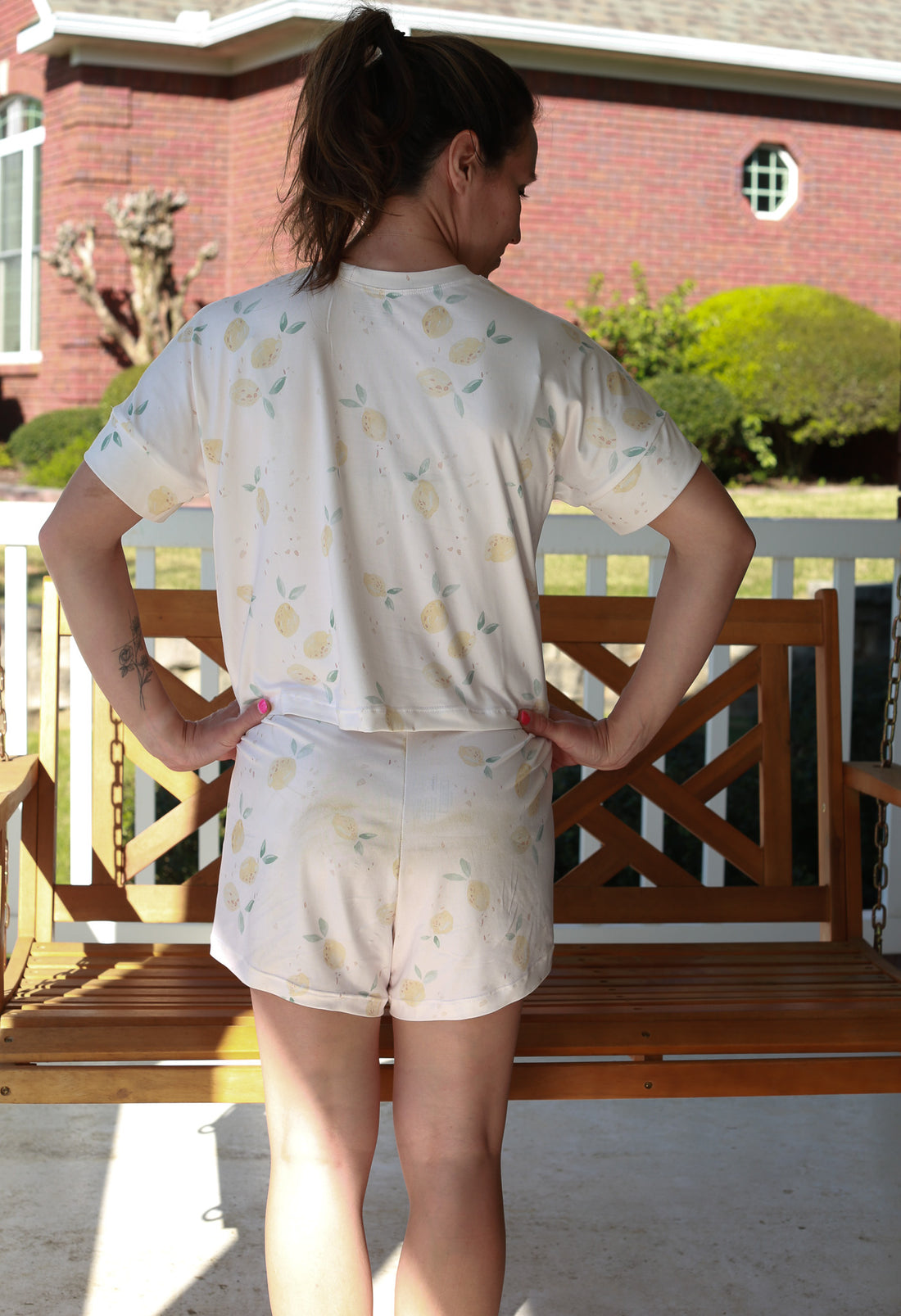 Lemon Print Mom's Day Pajama Set | Personalized with Kids' Initials