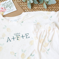 Lemon Print Mom's Day Pajama Set | Personalized with Kids' Initials