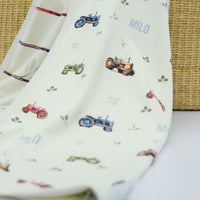 Tractor Days Minky Stroller Blanket