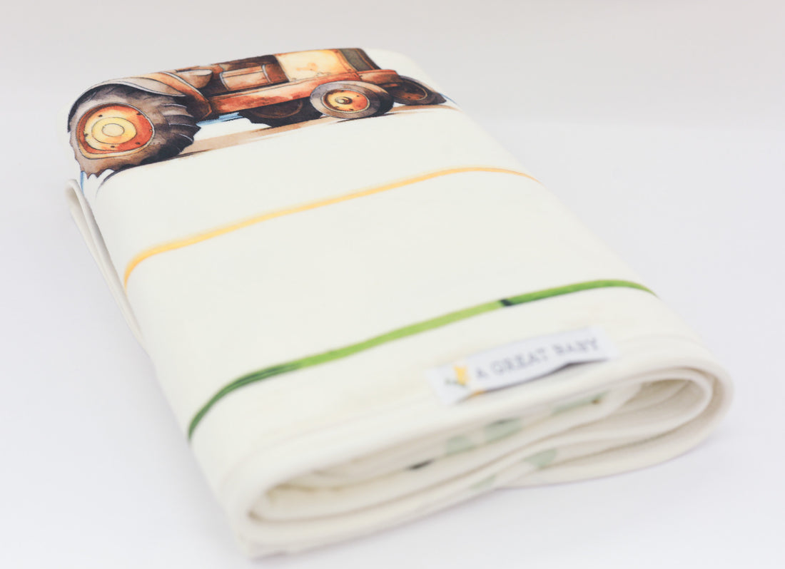 Tractor Days Minky Stroller Blanket