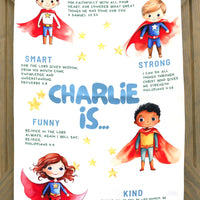 Boys Room Banner – Positive Wall Decor with Biblical Affirmations for Kids' Rooms