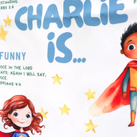 Boys Room Banner – Positive Wall Decor with Biblical Affirmations for Kids' Rooms