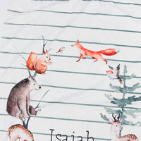 James' Forest Woodland Creatures Minky Stroller Blanket