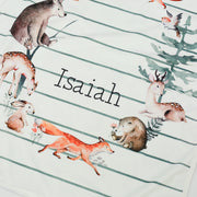 James' Forest Woodland Creatures Minky Stroller Blanket