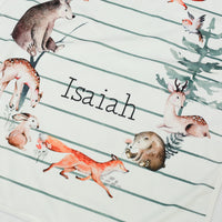 James' Forest Woodland Creatures Minky Stroller Blanket