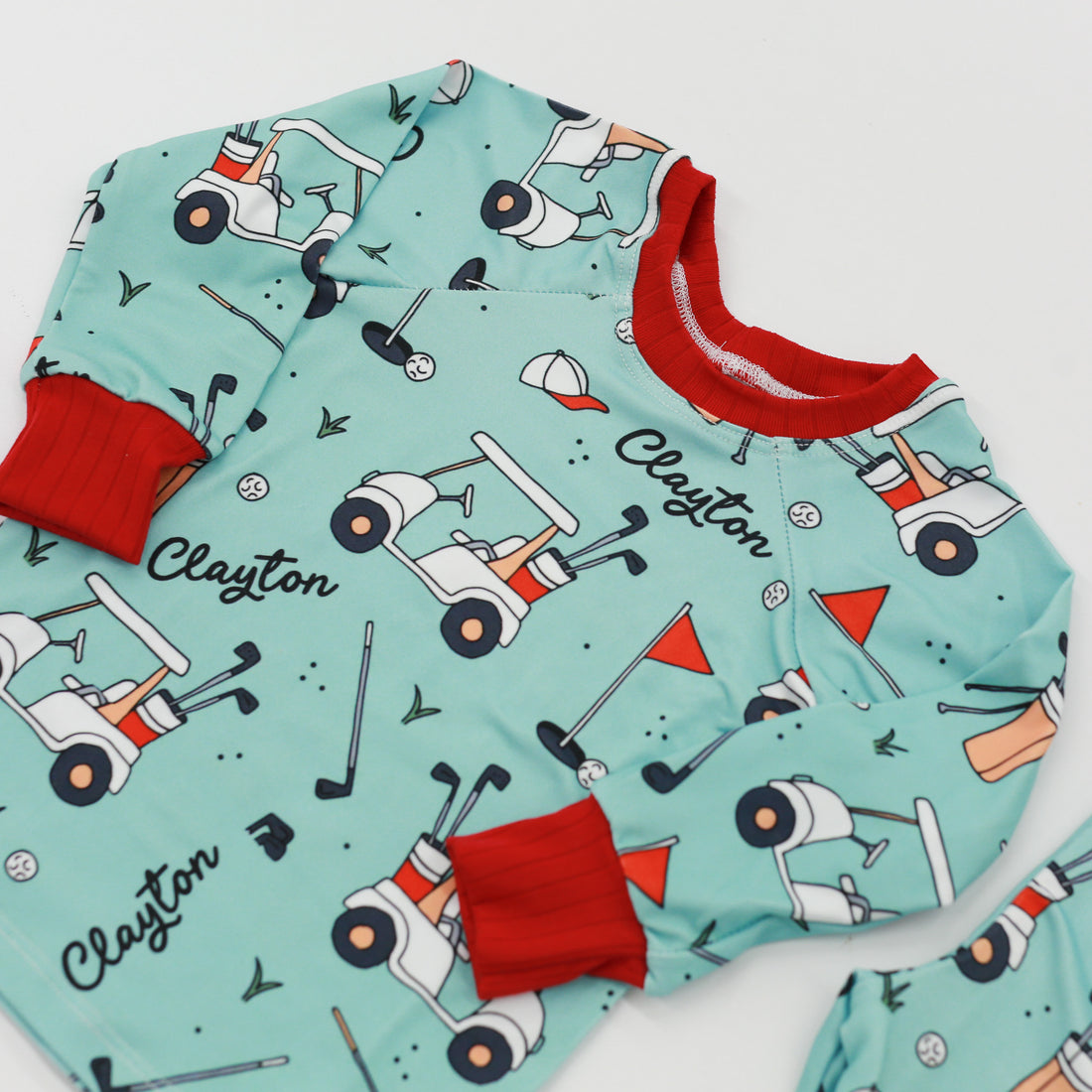 Golf Kid Personalized Pajamas for Boys - Golfing Theme PJs, Soft Knit Outfit
