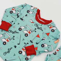 Golf Kid Personalized Pajamas for Boys - Golfing Theme PJs, Soft Knit Outfit