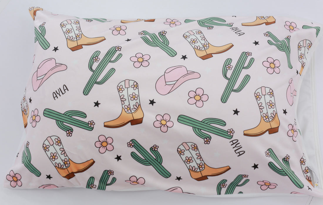 Cowgirl Pillowcase – Personalized Soft Minky Fabric Kids Bedding | Western Decor Gift