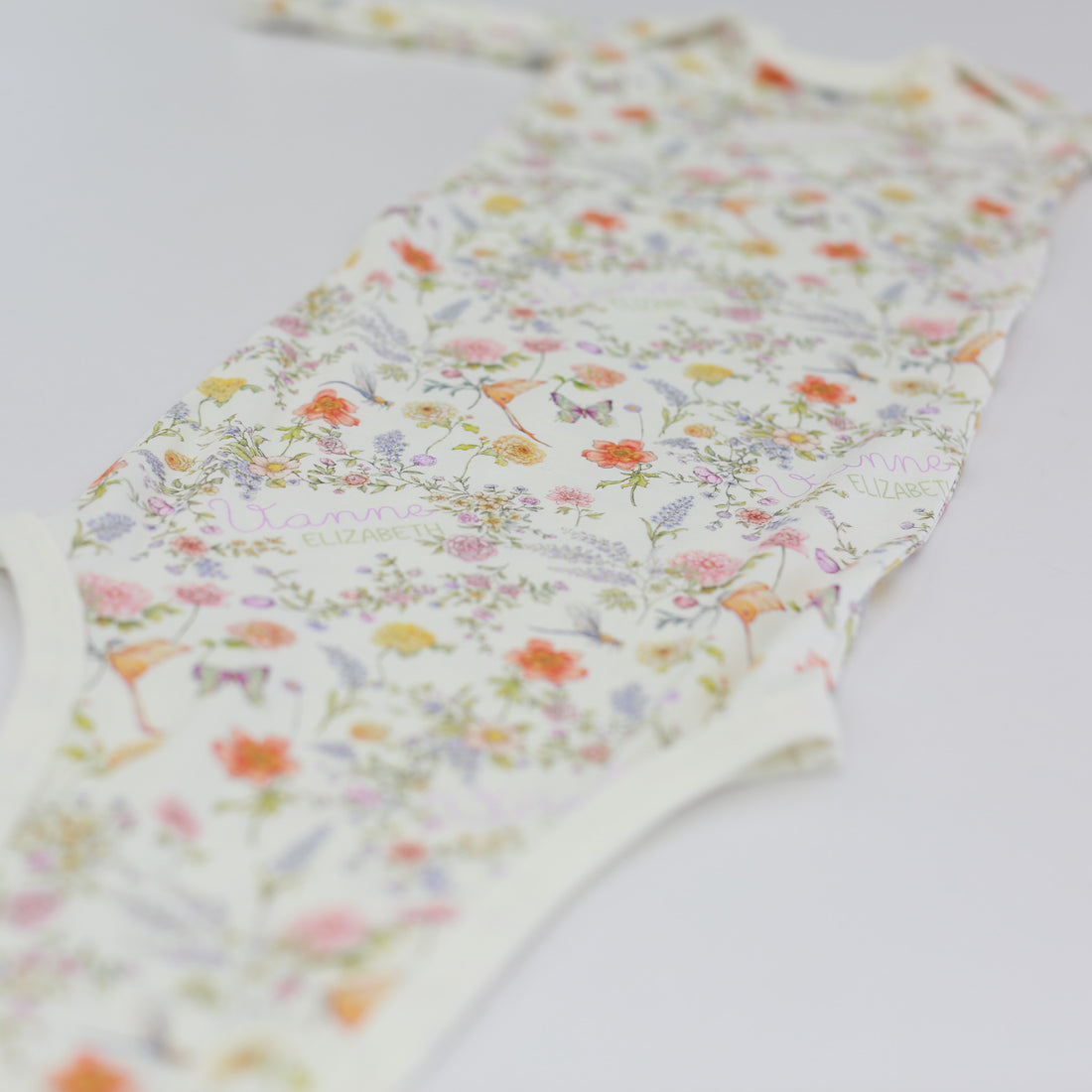 Personalized Baby Gown – Floral Spring Baby Gown with Tie Bottom, Soft Jersey