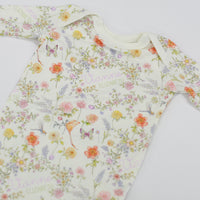 Personalized Baby Gown – Floral Spring Baby Gown with Tie Bottom, Soft Jersey