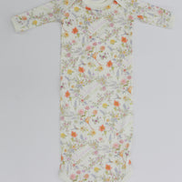 Personalized Baby Gown – Floral Spring Baby Gown with Tie Bottom, Soft Jersey