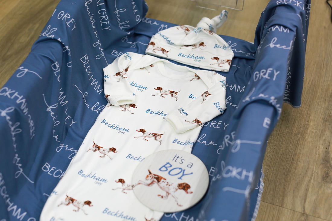 Hunting Dog Baby Gown – Soft & Custom