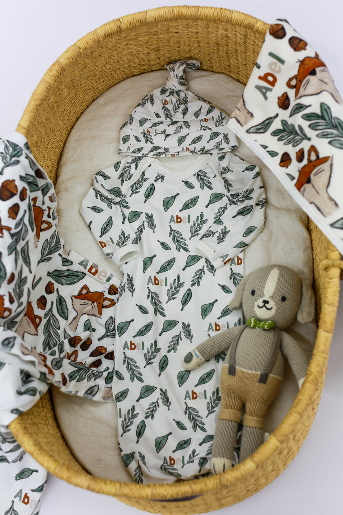 Personalized Baby Boy Gown – Soft Knit Baby One-Piece With Tie Bottom Sleeper