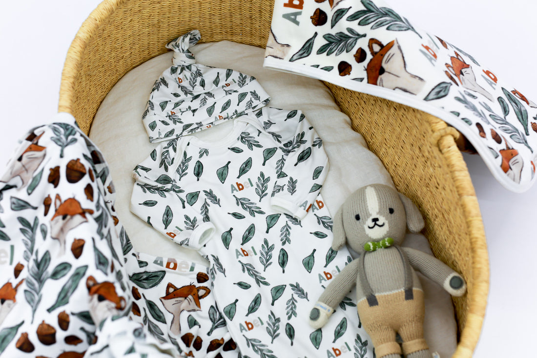 Stretchy Swaddle Blanket | Personalized Fox Baby Blanket With Name - Soft, Breathable Wrap