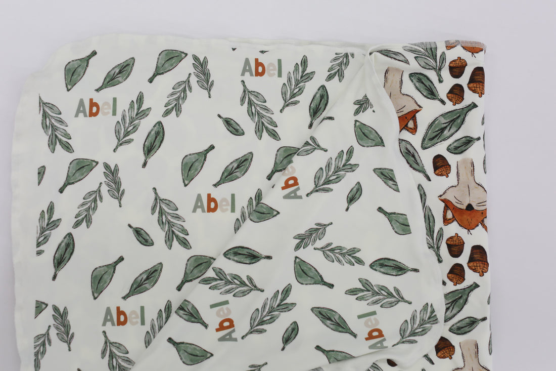 Stretchy Swaddle Blanket | Personalized Fox Baby Blanket With Name - Soft, Breathable Wrap