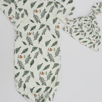 Personalized Baby Boy Gown – Soft Knit Baby One-Piece With Tie Bottom Sleeper