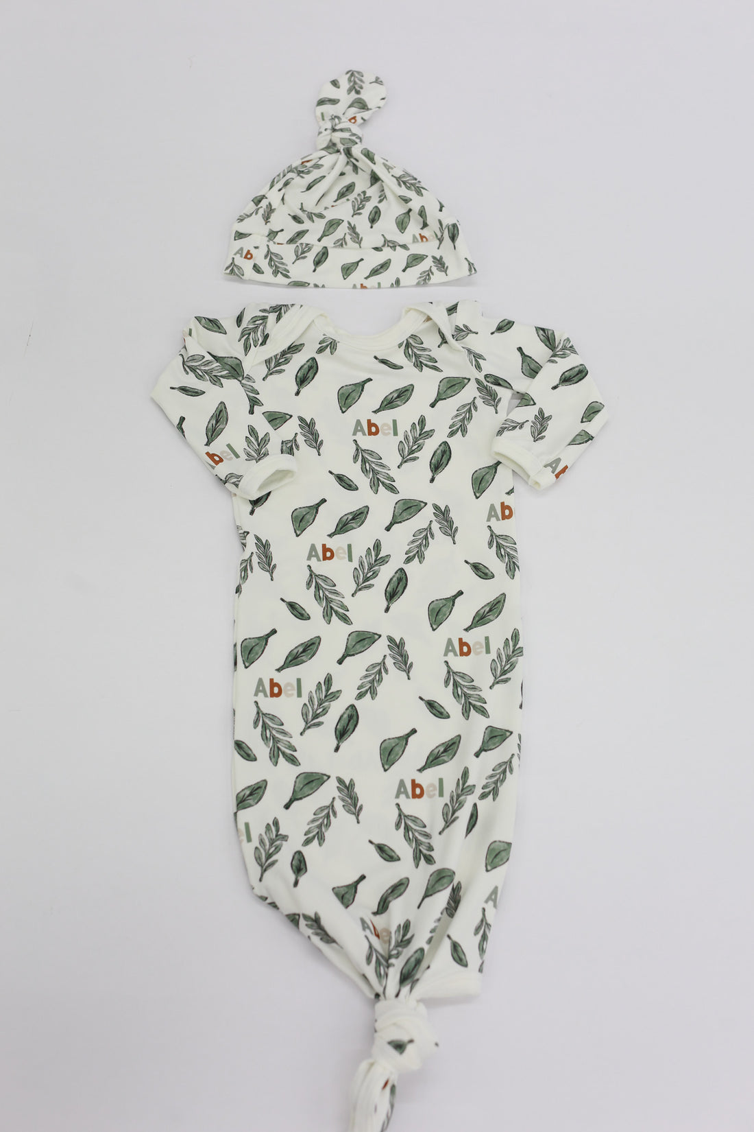 Personalized Baby Boy Gown – Soft Knit Baby One-Piece With Tie Bottom Sleeper