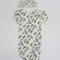 Personalized Baby Boy Gown – Soft Knit Baby One-Piece With Tie Bottom Sleeper