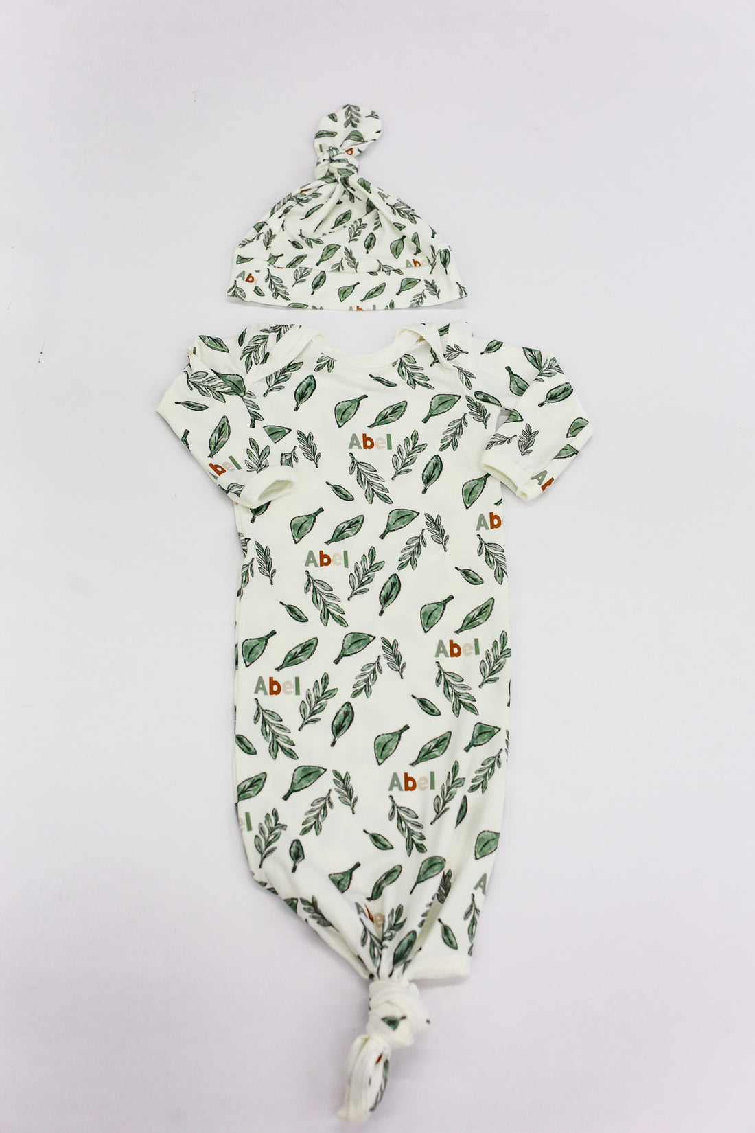 Personalized Baby Boy Gown – Soft Knit Baby One-Piece With Tie Bottom Sleeper