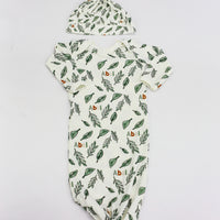 Personalized Baby Boy Gown – Soft Knit Baby One-Piece With Tie Bottom Sleeper