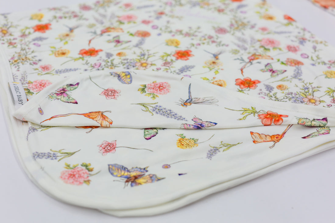 Baby Gift Set – Personalized Knotted Baby Gown & Floral Swaddle with Headband