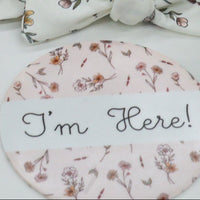 Baby Gift Set – Personalized Floral Newborn Gown, Swaddle & Birth Announcement Disk