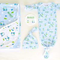 Baby Boy Golf Set | Machine Washable Gown, Soft Swaddle & Hospital Going Home Set for Newborns