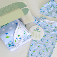 Baby Boy Golf Set | Machine Washable Gown, Soft Swaddle & Hospital Going Home Set for Newborns