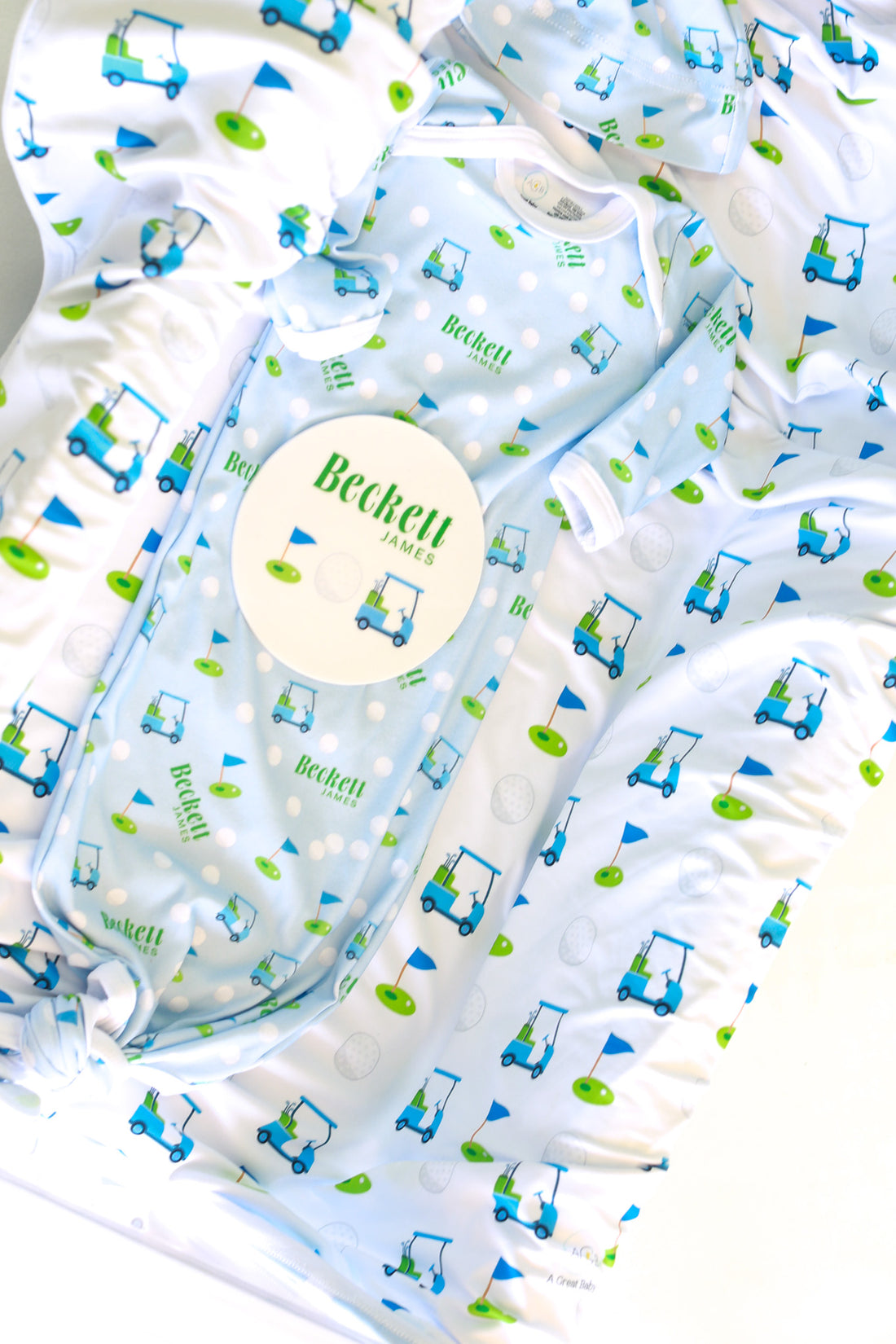 Baby Boy Golf Set | Machine Washable Gown, Soft Swaddle & Hospital Going Home Set for Newborns