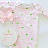 Baby Girl Golf Gift Set – Personalized Cozy Knotted Gown, Swaddle & Hat