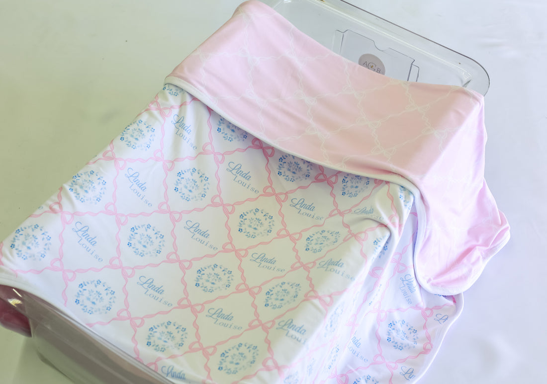 Pink Heirloom Bows Stretchy Swaddle Blanket