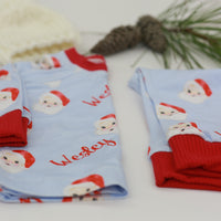 Light Blue Santa Pajamas – Vintage Christmas Sleepwear For Boys | Personalized Name PJs